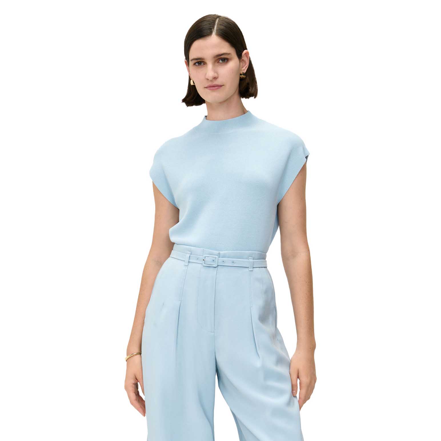 Veronika Maine Sky Drop Shoulder Funnel Neck Knit